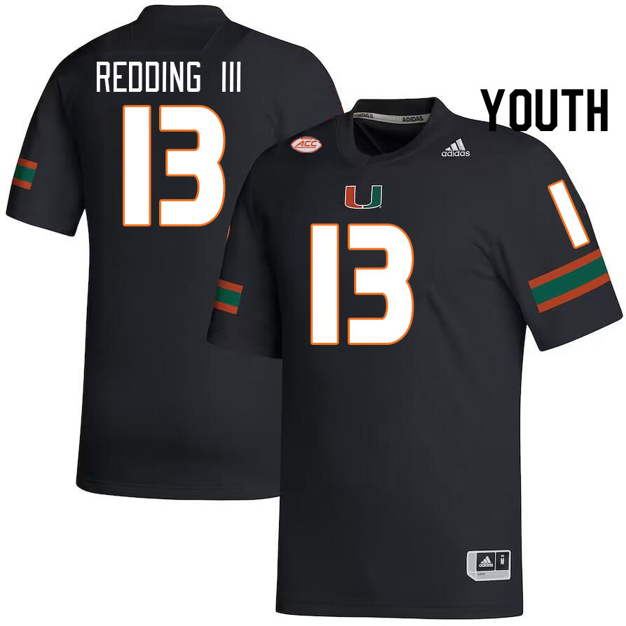Youth #13 Michael Redding III Miami Hurricanes College Football Jerseys Stitched-Black - Click Image to Close